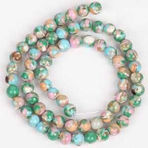 TEMU 1줄 ASVRAI U 천연 터키석 비즈 15인치 - 6/8/10/12mm 대형 원통형/루즈 라운드 비즈 DIY 주얼리 제작용, 목걸이, 팔찌, 귀걸이 공예용 보석 (대리석 무늬, 멀티컬러)