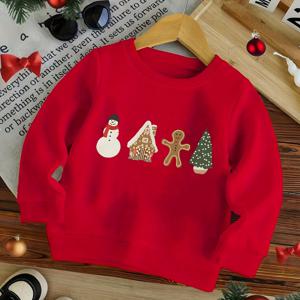 TEMU 여성 크리스마스 트리 & 눈사람 프린트 스웨터 - 포근한 라운드넥 긴팔 겨울 따뜻함, 소프트 캐주얼 풀오버, 징글브레드맨 & 사탕 캔 디자인, 축하 및 축제 의상에 적합, 크리스마스 스웨트셔츠, 시즌 패션