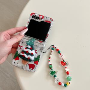 TEMU 크리스마스 테마 깃털 패브릭 접이식 휴대폰 (손목 스트랩 포함), 갤럭시 Z 플립 3, 4, 5, 6, 7 호환, 크리스마스 휴대폰, 핸드폰케이스, 휴대폰케이스, 케이스핸드폰, 아이폰케이스, 핸드폰케이, 폰케이스갤럭시, 휴대폰케이스갤럭시, 폰케이스