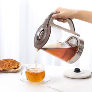 TEMU 유리 전기포트 1.8L 블랙/브라운