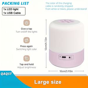 TEMU 1개 스마트 리딩 라이트, 방 장식 조명, 침대 옆 터치 나이트 라이트, 충전식 USB 라이트, 부드러운 빛, 밝기 조절 가능, 거실/침실/옷장용