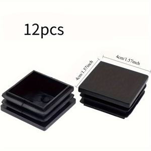 TEMU 12개 블랙 사각 플라스틱 튜브 엔드 캡 - 내구성 있는 직사각형 파이프 플러그, 4x4cm/5x5cm 사각 스틸 파이프용 | 직사각형 모양 캡