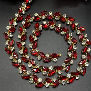 TEMU 50cm/90cm 골든톤 라인스톤 체인 레드 마키즈 장식 - 모자, 신발, 가방용 반짝이는 DIY 트림 - 쉽게 자를 수 있는 뜨개질/핫멜트 접착 패션 액세서리 장식, 패션 소품 장식 | 데코레이티브 체인 | 금색 체인, 패션 공예 용품