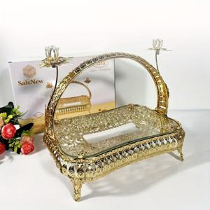 TEMU 황금 손잡이가 있는 1개 타원형 주철 및 유리 간식 바구니 - 거실, 식탁, 부엌용 내열성 장식 과일 그릇 - 우아한 홈 데코 & 창의적인 공예, 복잡한 꽃무늬 디자인, 부엌용 과일 바구니