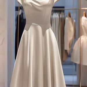 TEMU 여성 패션 핑크 색상 슬리브리스 A라인 드레스 - 부드럽고 짧은 퍼프 슬리브, 라운드 넥, 미디 길이, 여름 캐주얼 웨어, 캐주얼 여름 드레스 | 슬리브리스 패션 | 비대칭 밑단