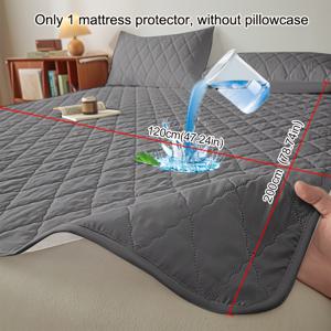 TEMU 1개 방수 매트리스 보호 커버, 탄력 있는 모서리 & 블루 그리드 디자인 - 싱글/더블 침대용 헤비듀티 피트 패드, 박스 스프링/폼 매트리스 호환, 매트리스 보호 커버만 (베개 커버 미포함)
