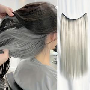 TEMU 1팩, 55리터 합성 4개 세트 긴 직선형 새시 조각, 색상, 보라색 파우더, 녹색, 쌀색, 진녹색, 대마색, 파티 헤어피스,쉬운 설치 가능한 가발,베이직 스타일 가발, 헤어피스,가벼운 가발,내구성 있는 헤어 액세서리,클립인 가발,긴 헤어피스,모든 인종