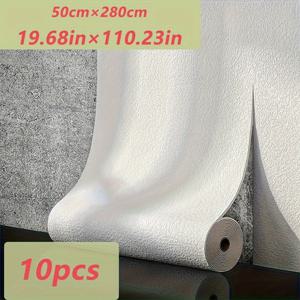 TEMU 10롤 접착식 3D 벽지 - 침실, 거실, TV 배경 및 홈 데코용 단색 스티커, 간편 설치 및 제거, 텍스처 디자인, 랜덤 매칭