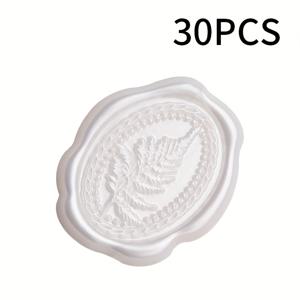 TEMU 30pcs Fern Leaf 왁스 밀봉 스티커 - 자체 접착, 재사용 가능한 플라스틱 밀봉, 파티 초대장, 북마크, DIY 공예, 창문 장식, 졸업 선물 및 편지 밀봉 - 매트 핏, 실내 사용, 왁스 밀봉 스탬프|실링왁스