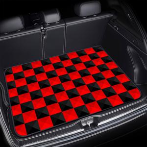 TEMU 자동차 트렁크 매트, 패션과 트렌디한 검은색과 빨간색 체크 패턴 프린트가 있는 다기능 바닥 매트. 바닥 매트와 피크닉 매트로도 사용할 수 있습니다. 실용성과 아름다움을 결합합니다! 벨벳 소재로 제작되어 매우 비용 효율적이며 소유하기 쉽습니다. 차량에 필수품으로 만들 수 있습니다!
