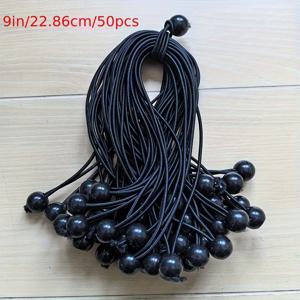 TEMU 30개/50개 블랙 라텍스 탄성 코드와 플라스틱 볼, 야외 캠핑, 텐트에 적합, 다기능 스트레칭 브래킷, 캠핑 액세서리, 화물 고정 라인 및 호스, 4/6/9인치, 찢김 저항