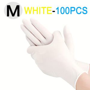 TEMU 100개 일회용 화이트 니트릴 장갑 - 라텍스 프리, 파우더 및 프로틴 무첨가, 터치스크린 호환 가능, 양손 사용 가능한 홈/욕실/주방/청소/페인팅/네일 케어용 (S/M/L/XL), 청소용 장갑, 주방 청소 필수품, 내구성 있는 포장|네일