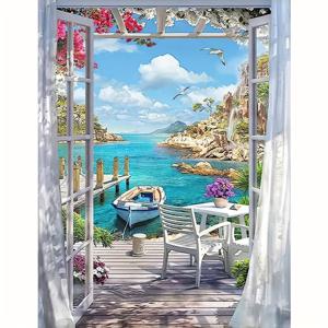 TEMU 호수 옆 코티지 오일 페인팅 키트 - 성인용 16x20인치 DIY 캔버스 아트, 초보자 친화적인 DIY 선물, 생동감 있는 해안 풍경, 홈 벽 장식에 완벽, 사계절 공예, DIY 페인팅 키트|생동감 있는 해안 풍경|세밀한 일러스트레이션, 페인팅 액세서리, 거울 장식 액세서리, 홈 데코 아이템, 방 장식 아이템, 공예 재료