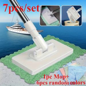 TEMU 7pcs/세트 (1개 걸레+6개 랜덤 색상 천) 손세탁 필요 없는 게으른 평판 걸레, 습식 및 건식 사용 가능, 재사용 가능한 프레스 클립 걸레, 주방, 욕실, 창문, 바닥 청소에 이상적, 선박 청소 도구, 주방 청소,바닥 청소,쉬운 청소 걸레,세탁 가능한 걸레 천,다용도 걸레,청소 전문가,가정용 청소|물걸레청소기