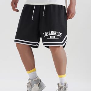 TEMU 남성용 로스앤젤레스 레터링 농구 애슬레틱 반바지 - 블랙 & 화이트 디자인, 사이드 포켓 루즈핏 짐 쇼츠, 운동 및 스트리트웨어, 세탁기 사용 가능, 내구성 있는 소재, 피트니스 애호가를 위한 스포티한 룩