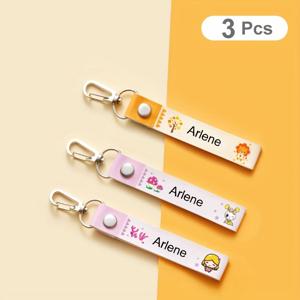 TEMU 3개 세트 개인화된 어린이 이름 배지 스트랩 - 재미있는 만화 디자인의 내구성 있는 PVC, 백팩, 어린이집, 물병용 컬러풀 랜야드, 물병 라벨 | 재미있는 디자인 | 생동감 있는 색상 옵션