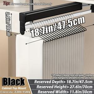 TEMU 1pc 조절 가능한 풀아웃 바지 걸이 - 공간 절약형 옷장 정리기, 바지 보관용 금속 레일, 침실 및 기숙사 사용에 이상적, 기숙사 방 필수품|조절 가능한 걸이|금속 구조, 옷 정리기 보관, 설치형 옷장 시스템