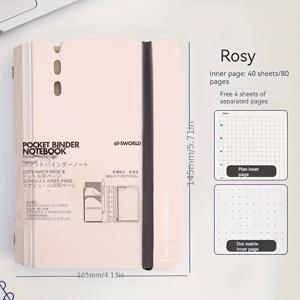 TEMU 1pc A7 루스 리프 노트, 책 표지 + 40pcs 종이 + 4pcs 분배기 Pape 휴대용 노트북, 사무실, 학생 용품 및 여행 운반 용품에 적합|북커버