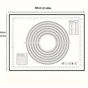 TEMU 1개 대형 실리콘 반죽 패드 - 논스틱, 내열 및 내한성, 측정 표시가 있는 베이킹 및 반죽 준비용으로 쉽게 청소 가능, 가정 및 전문가용 이상적, 베이킹용 실리콘 매트