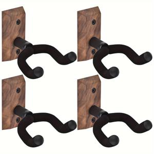 TEMU 블랙 월넛 솔리드 우드 기타 후크 4개/3개/2개/1개, 조절 가능한 벽걸이 기타 후크 V자형 기타 스탠드, 스크루 후크, 벽걸이 후크 브래킷, 하드우드 기타 벽걸이 후크, 아코스틱 일렉트릭 기타 베이스 및 기타 악기에 적합, 블랙 스폰지 후크|스탠드옷걸이