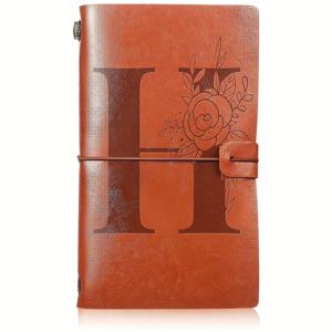 TEMU 여성과 남성을 위한 명화 이니셜 PU 가죽 여행 저널, 라인드 페이퍼 다이어리 플래너 필기노트 웨딩 생일 선물 4.7 X 7.9 인치|다이어리