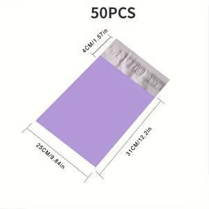 TEMU 50개 세트 보라색 PE курियर 메일러 가방 - 자체 밀봉 폴리 우편 전달 봉투 포장, 배송용
