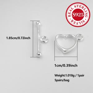 TEMU 5세트/세트 925 스테인리스 실버 하트 테마 DIYジュエリー 제작 공급품 - 귀걸이, 목걸이 클립 및 참 펜던트 고유한 액세서리 디자인을위한 공예, 액세서리 | 우아한ジュエリー | 내구성 있는 공예,ジュエリー 제작 공급품|은목걸이