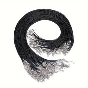 TEMU 100개 18인치 블랙 PU 가죽 목걸이 끈 왁스 로프 버클 - 1.5mm 두께 내구성 주얼리 만들기용 DIY 팔찌, 키체인 소품 - 남녀공용, 일상 및 휴일 착용, 보석 제작 클립, 세련된 디자인, 튼튼한 구조, 선물 제작용