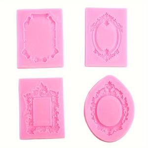 TEMU 4개 세트 바로크 스크롤 레이스 실리콘 몰드 세트, 퐁당, 슈가크래프트 및 케이크 장식용 - 주방 베이킹 도구