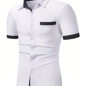 TEMU 패치워크 칼라 디자인 남성용 여름 정장 반팔 셔츠, 남성용 비즈니스 정장 셔츠, 남성 선물