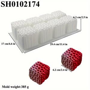 TEMU 8구 실리콘 무스 몰드, 직사각형 벌집 디자인, 주방 레스토랑용 쉬운 탈형 재사용 베이킹 몰드, 수제 비누 만들기 용품, 생일 행사용, 실리콘 베이킹 몰드