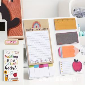 TEMU 교사 감사 스티키 노트 세트 - '마음의 일' 테마, 학교 및 사무용품을 위한 줄무늬 노트패드, 교육자들을 위한 완벽한 선물 14세 이상