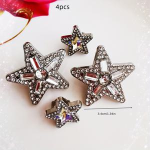 TEMU 4pcs 별 모양의 라인 석 구두 매력 세트 - 아연 합금 DIY 레이스 액세서리에 대 한 이동식 패션 스포츠 운동 화 장식 클립