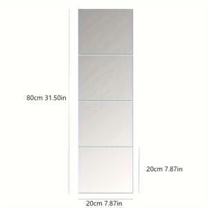 TEMU 4개 세트, 1mm 사각 아크릴 거울 벽 장식, 침실 거실 사무실 주방 욕실 현관 댄스 스튜디오 헬스용, 깨지지 않는 탈착형 자체 접착 아크릴 미러, 벽걸이 풀레인지 미러 20x20cm|전신거울