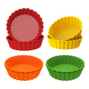 TEMU 4/8개 실리콘 미니 에그 타르트 몰드, 4인치 논스틱 베이킹 컵으로 완벽한 퀴치 & 페이스트리 만들기 - 오븐 안전 주방 필수품