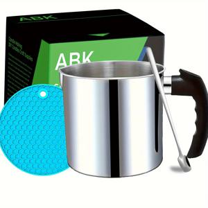 TEMU 1300ML 양초 제작 붓는 냄비 키트, 스테인레스 스틸 숟가락 및 내열 실리콘 패드 포함, 초보자용 DIY 향초 제작 용품