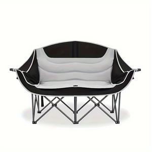 TEMU 2인용 접이식 러브시트 캠핑 의자 백팩 운반 포함 - 바니시 처리된 알루미늄 합금 프레임, 옥스포드 천 시트, 휴대용 헤비듀티 소파 의자 야외 피크닉, 스팟 클린, 고정 팔걸이 디자인|캠핑의자