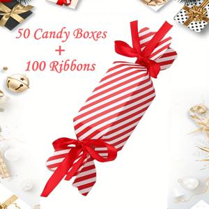 TEMU 100/150개 크리스마스 선물 상자 세트 (상자 + 리본) - 결혼식, 브라이덜 샤워, 생일, 카니발, 크리스마스, 추수감사절, 새해 및 졸업식 장식을 위한 레드 종이 선물 상자