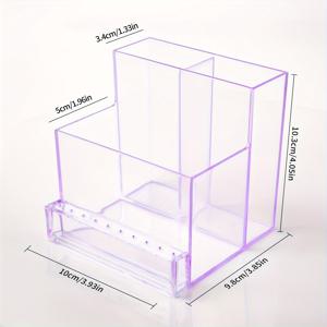 TEMU 1개 아크릴 네일 드릴 비트 홀더 및 메이크업 브러쉬 정리함, 저자극성 매니큐어 도구 디스플레이 스탠드, 네일 연마 헤드용 칸막이 포함, 전기 또는 배터리 없는 살롱 보관 선반