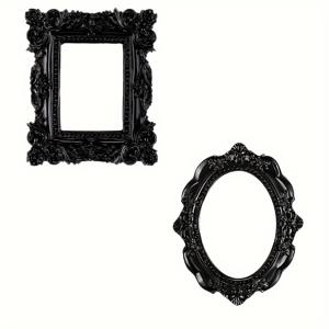 TEMU 빈티지 바로크 스타일 둥근 사진 프레임 - 2개 팩 수지 사진 프레임, 가로 방향, 단일 프레임, 탁상 및 벽 디스플레이, HDhuiun 제작, 크리스마스 및 파티를 위한 클래식 홈 데코