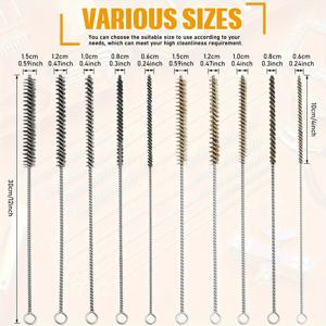 TEMU 10개 와이어 튜브 브러시, 파이프 튜브 청소용 황동 브러시 스테인리스 스틸 라운드 와이어 브러시, 자동차 부품, 병, 튜브용 와이어 파이프 클리너 브러시, 5가지 사이즈 (10개)