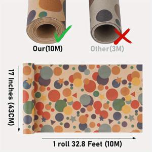 TEMU 1롤의 생동감 있는 크래프트 생일 포장지 - 17