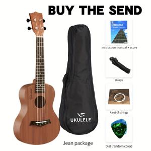 TEMU 초보자를 위한 23인치 우쿨렐레, 쉽게 배우는 고품질 마호가니 상판 & 뒷판, 빈티지 스타일, 학생과 성인에게 완벽한 제품