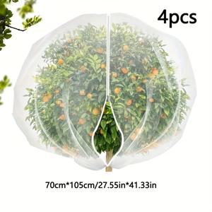 TEMU 4-팩 PE 소재 정원 그물망 지퍼 포함, 과일 및 채소용 식물 보호 메쉬 커버, 곤충, 매미, 다람쥐 방지 조류 장벽 그물 주머니, 다중 크기 보호 그물망