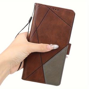 TEMU 삼성 갤럭시 A 시리즈용 PU 인조 가죽 스플라이싱 지갑 케이스, 자석 버클, 레트로 카드 슬롯 클립 플립 커버, 삼성 갤럭시 A10 A20 A30 A40 A50 A70 A20e A10s A20s A21s A12 A13 A14 A22 A32 A42 A52 A72 A7 2018에 적합