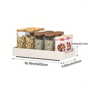 TEMU 1개 초대형 수납 바구니 - 부드러운 글라이드, 드릴 없는 설치, 공간 절약형 싱글 티어 정리함, 쉽게 청소, 주방 및 욕실 캐비닛에 완벽, 둥근 모서리의 슬릭 화이트 메탈, 주방 캐비닛 정리함|둥근 모서리 디자인|튼튼한 정리함, 주방 정리 및 수납|수납정리함