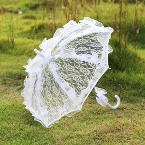 TEMU 우아한 화이트 레이스 접이식 우산과 러플 엣지 - 로맨틱 웨딩 장식, 신부 & 브라이즈메이드 포토 프롭, 티 파티 액세서리, 섬세한 꽃무늬 디자인, 빈티지 감성의 결혼식 소품, 정교한 공예