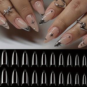 TEMU 1000개 투명 아크릴 네일 팁 - 페어 톤 아몬드 모양 쇼트 프렌치 스타일 네일 팁, DIY 프레스온 네일 & 살롱 매니큐어용 미리 디자인된 광택 마감