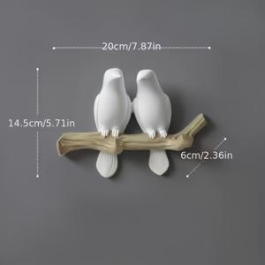 TEMU 1개 노르딕 디자인 벽걸이 후크 - 세련된 레진 키 및 코트 정리대, 자연 나무 가지에 흰색 새 장식, 모던 홈 데코 스토리지 솔루션, 새 인테리어 소품