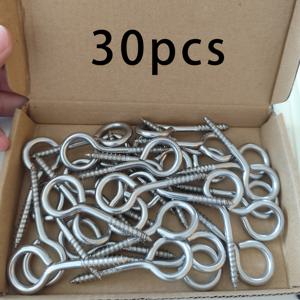 TEMU 15/30개 금속 후크 팩, 304 스테인리스 스틸 나사 후크, 자체 태핑 아이-링 볼트 후크, 목재 터미널 아이홀 후크, 펜던트 라이트 및 와이어, 강력한 실내외용 아이볼트, 천연 전구, 마크라메 선반 및 전원 식물, 메이후라